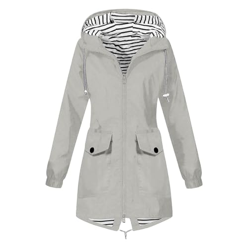 Manteau pluie long femme au style rayé multicolore pour un quotidien actif et confortable