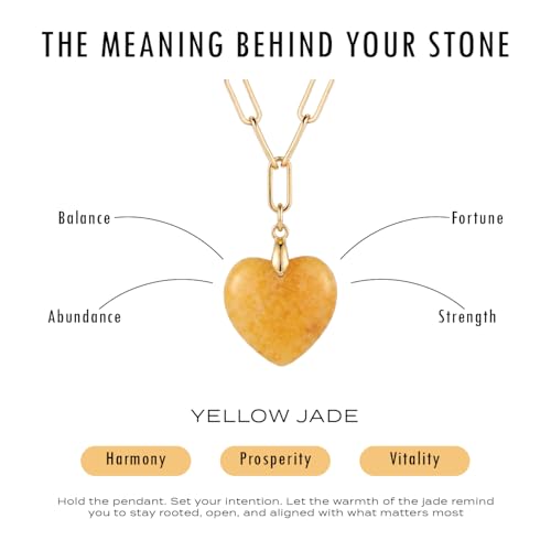 SOKAL Yellow Colorful Gemstone Heart Pendant Necklace for Women – Dainty 18K Gold Waterproof Paperclip Chain, Adjustable Layering Tarnish Resistant Choker Jade Charm Necklace, Birthday Gift for Her by SOKAL - Used condition - Image 9