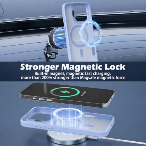 Image of VONZEE for iPhone 14 Plus Case, Compatible with MagSafe, Military-Grade Protective Case, Built-in Stash Stand Phone Case, Scratch-Resistant Back Cover, Classic Series, 6.7'' - Off Blue