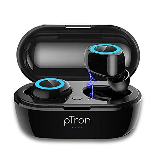 pTron Bassbuds in-Ear True Wireless Bluetooth Headphones (TWS) with Mic - (Black)