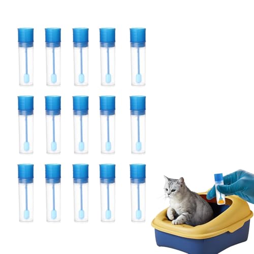 Forlush 15 Piezas Tubes à Essai En Plastique, Tube D'éChantillon De Selles, Tubes à Essai Avec Bouchon, Adapté à L'Analyse Des Selles D'Animaux Domestiques