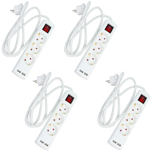 Tayg Pack 4 Regleta Enchufes con USB Alargador