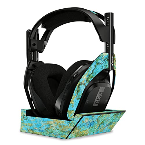 Image of MightySkins Glossy Glitter Skin Compatible with Astro A50 Wireless Headphones + Base Station (Gen 4) - Teal Marble | Protective, Durable High-Gloss Glitter Finish | Easy to Apply | Made in The USA