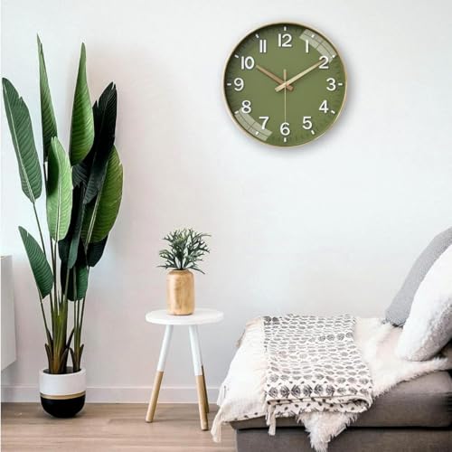 Image of Rylan Plastic Digital Wall Clock 12 inch Silent Quartz Decorative Non-Ticking Classic Clock Battery Operated Round Easy to Read for Room /Home /Kitchen /Bedroom /Office /School (Mehendi)'