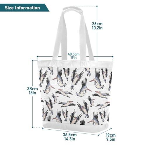 Waterproof Beach Tote Pool Bags Beautiful Pelicans Unisex Gym Tote Carry On Bag With Compartment and Zipper Vacation Essentials3