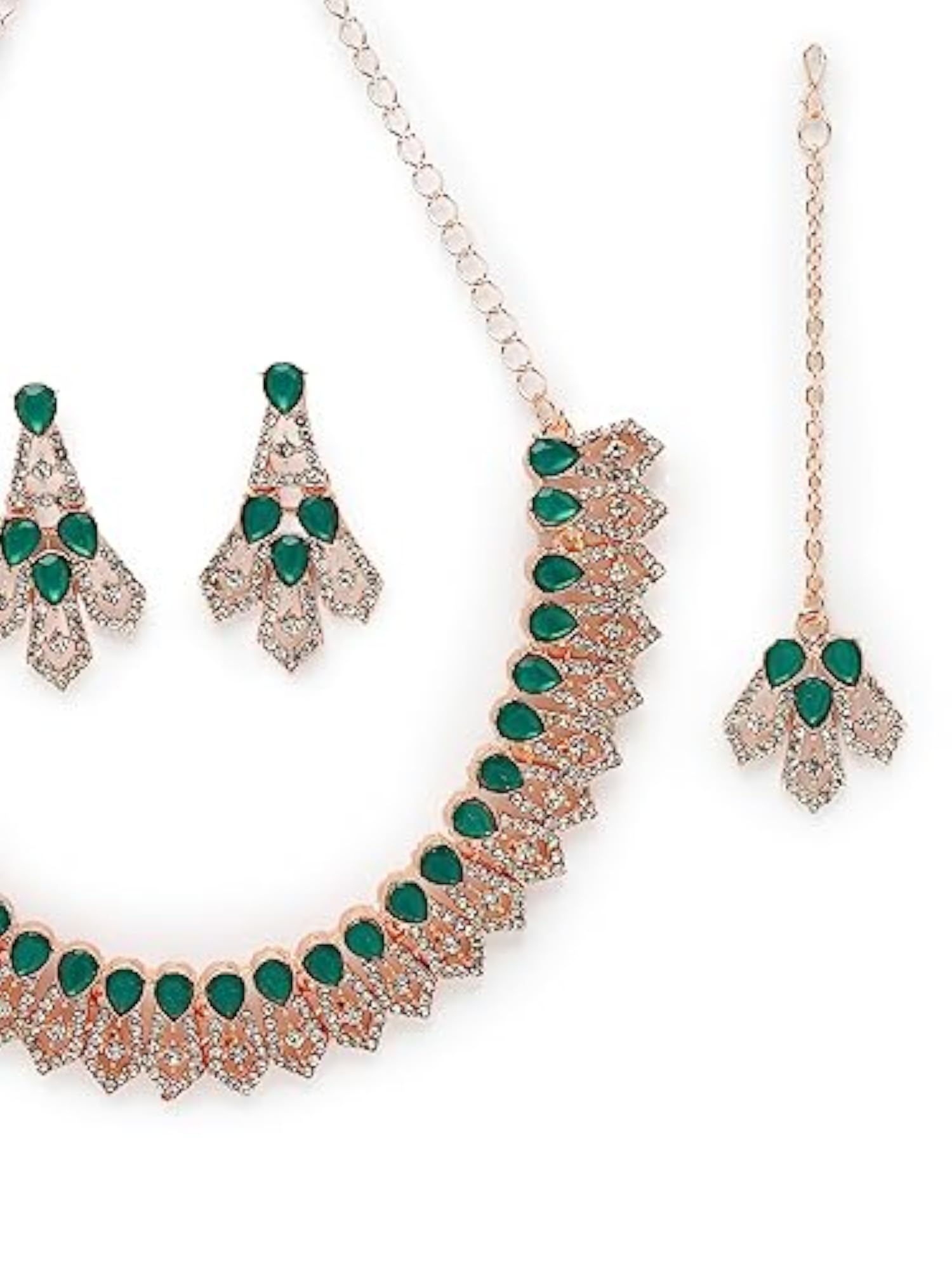 AD Stones Necklace Set with Earring and Maangtika