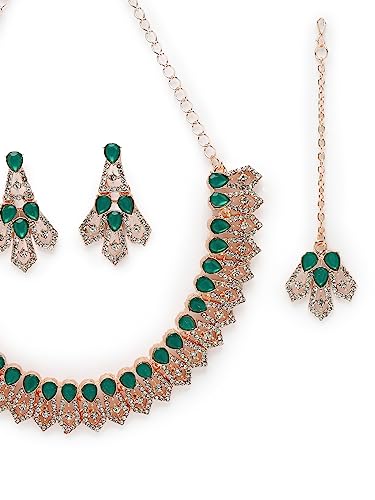 AD Stones Necklace Set with Earring and Maangtika