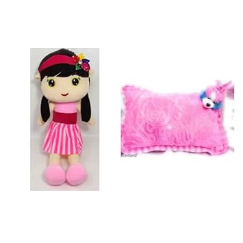 KPN Pack of 2-Sofia Doll & Pink Pillow Soft Toy for Kids