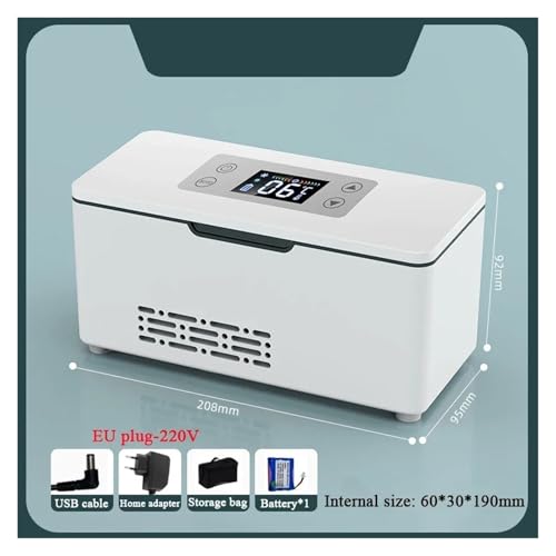 車用ポータブル冷蔵ボックス クールボックス クーラー USB充電式サーモスタット付きミニ冷蔵庫(Single battery-EU)