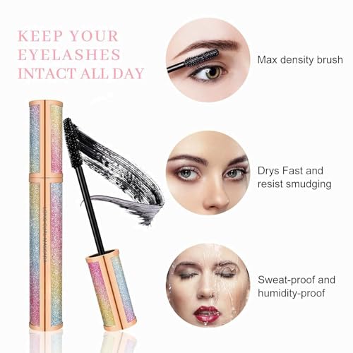 Image of 4D Silk Fiber Lash Mascara - Luxuriously Longer, Voluminous Eyelashes, Waterproof Tubing Mascara in Black, Natural Lengthening, Smudge-proof, Hypoallergenic, No Clumping, Easy to Apply & All Day Full
