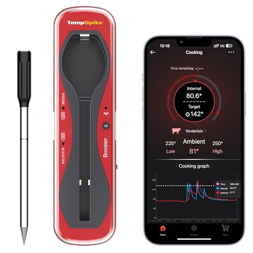 Image of ThermoPro TempSpike Wireless Meat Thermometer for Grilling and Smoking, 500ft Bluetooth Meat Thermometer with Wireless Probe, Ideal for Sous Vide Smoker Rotisserie BBQ Oven Smoker