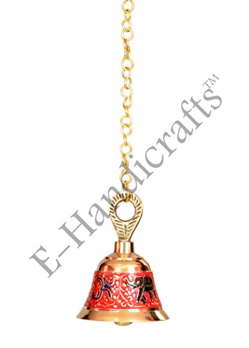 E-Handicrafts Pooja Hanging Bell (3.5inch Height and 2.8inch Width with 20 cm Chain)