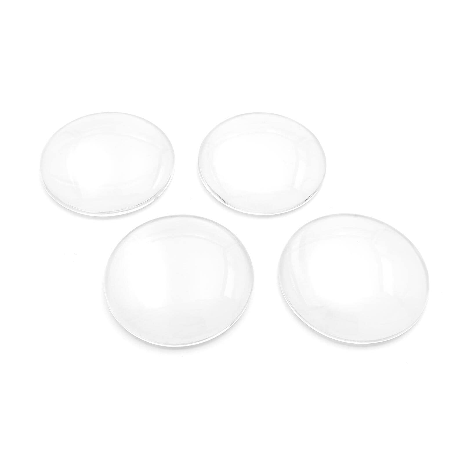 Vintageparts Cabochons Glass Clear 35 mm Set of 4 for Jewellery Making