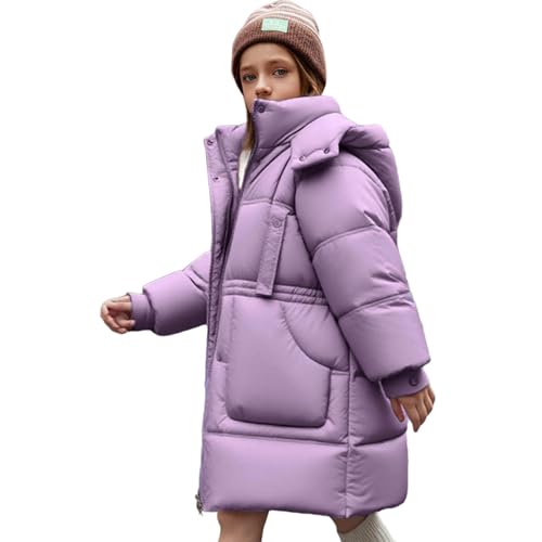 QotLoyi Winter Coats for Girls Trendy Water Resistant Long Puffer Jacket Thicken Warm Quilted Jackets with Hood 5-13 Years