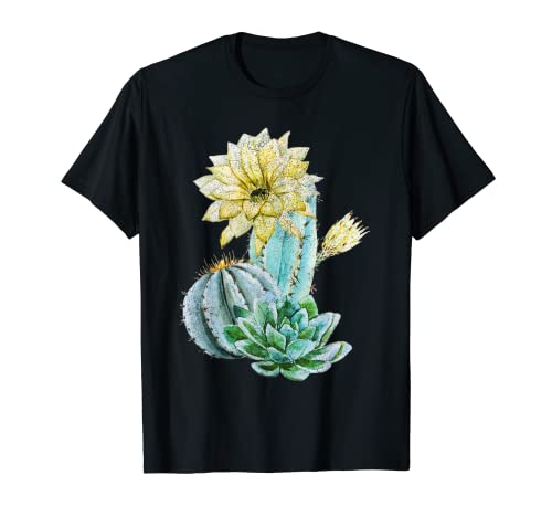 Retro Cactus Fiore Pianta Amanti Uomini Donne Regalo Maglietta