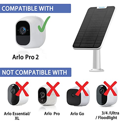 4W Solar Panel Charging Compatible With Arlo Pro 2 Only, With 13.1Ft Waterproof Charging Cable, Ip65 Weatherproof,Includes Secure Wall Mount（2-Pack)(Not Compatible With Arlo Pro) #TOP2