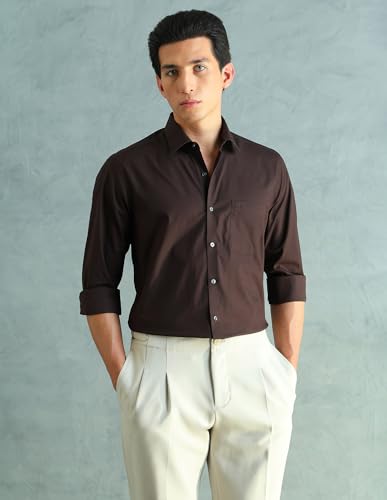 Image of Arrow Slim Fit Mens Formal Shirt - 100% Cotton, Breathable & Comfortable, Full Sleeves Shirts for Men