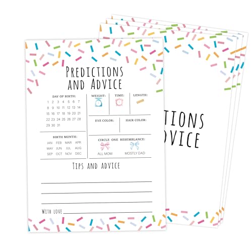 Sprinkle Predictions and Advice Game, Pack of 30 Game Cards, Sprinkle Baby Shower Game, Gender Reveal Party Decorations, Gender Neutral - KR44