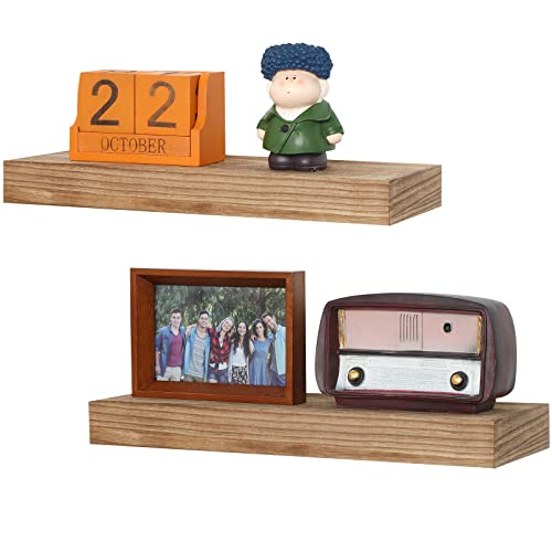 Niubest 16 Inch Rustic Farmhouse Floating Shelves,Thick Industrial Wood Shelf For Bathroom,Bedroom,Living Room,Kitchen,Lightweight And Easiest To Install- 16" D X 6.7" W X 1.7" H - Set Of 2 - Brown #TOP18