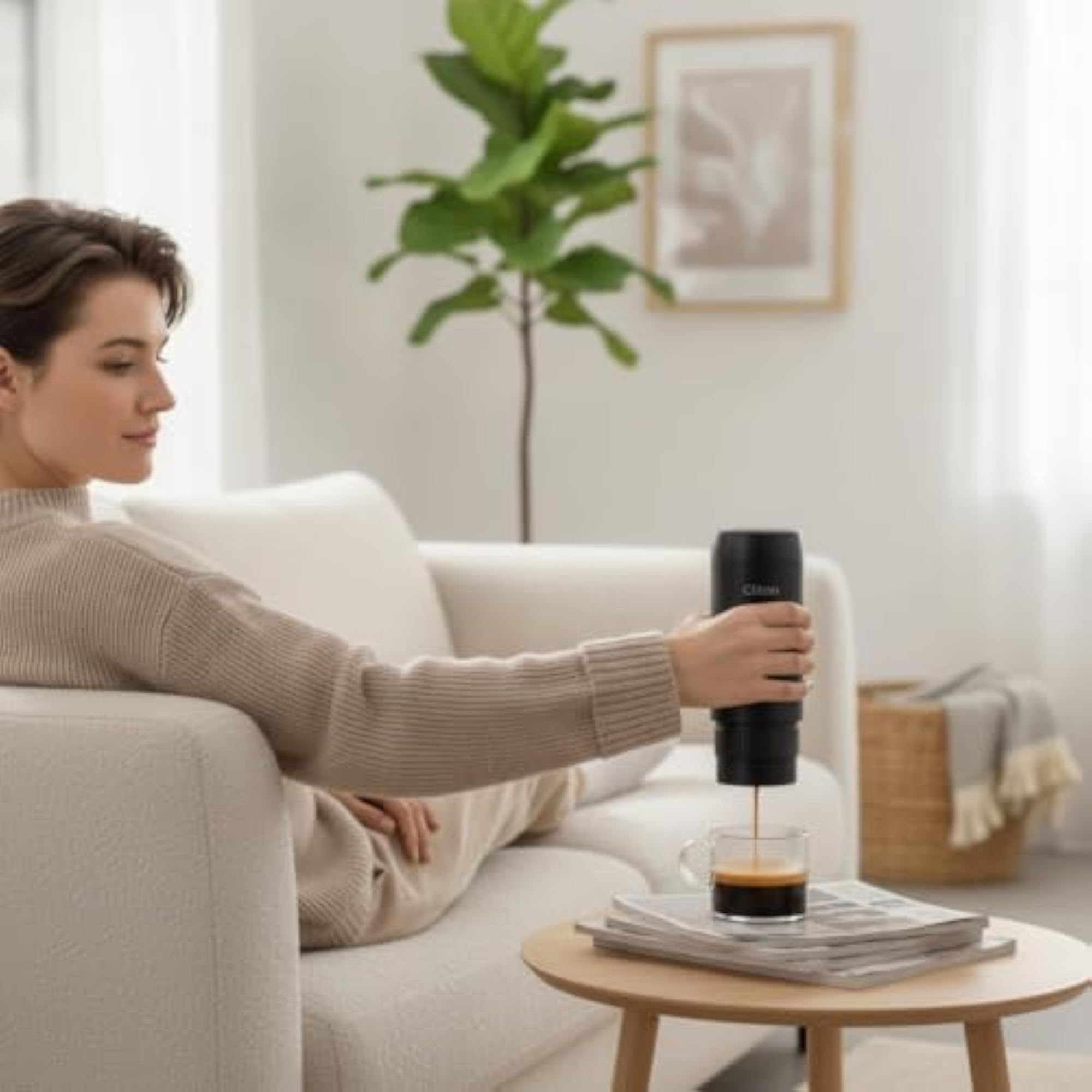 CLOVRIX Portable Espresso Maker with Water Tank
