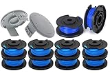 Karen One + AC14RL3A String Trimmer, for Ryobi 18V 24V 40V Replacement Spool Line 0.065”,Weed Eater String Autofeed 522994001 Cap, Cordless Trimmer Line 11ft, (10 Spools + 2 Caps)