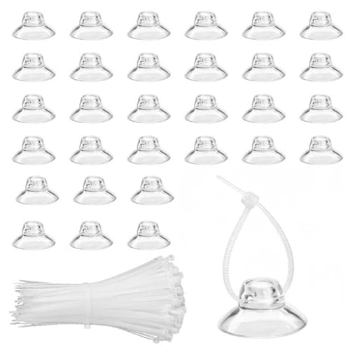 RPHONGHONG 30 Piezas Ventosas Acuario y 50 Cables Ajustables, Ventosa para Mesa de Cristal Transparente Ventosa Pecera Acuario para Acuarios Accesorios Decoracion Termómetro