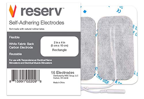 Reserv 2" X 4" Rectangle Premium Re-Usable Self Adhesive Electrode Pads For Tens/Ems Unit, Fabric Backed Pads With Premium Gel (White Cloth And Latex Free)(16 Electrodes) #TOP1