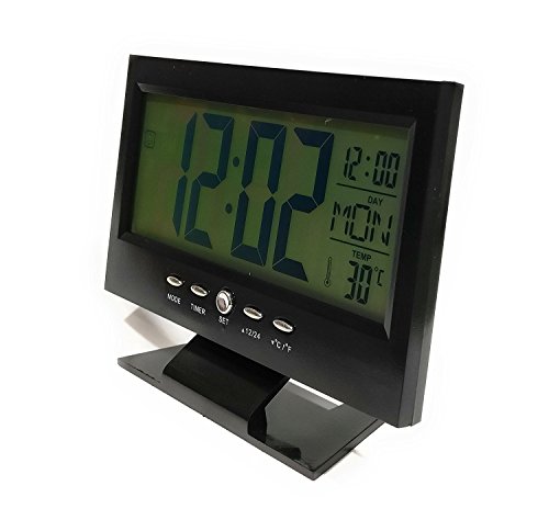 Image of Plastic Digital LCD Clock with Calendar, Temperature Sensor, Alarm for Table and Study Desk, Big Digit Clock, 6 cm, Random