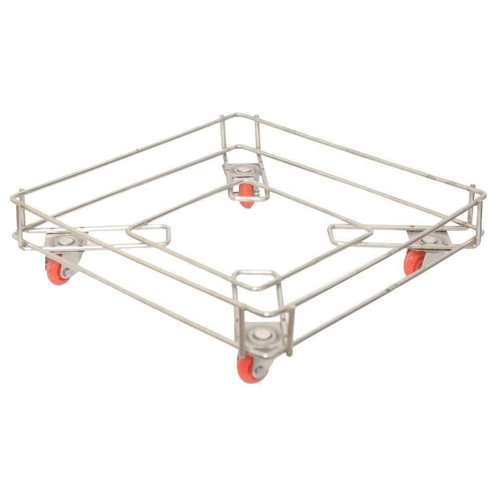 Webstar Stainless Steel Square Trolly for Oil Container and Steel Oil Dabba with Wheels | Multi Purpose Moving Stand Trolley | Made with Solid Heavy Stainless Steel for Home and Kitchen Use