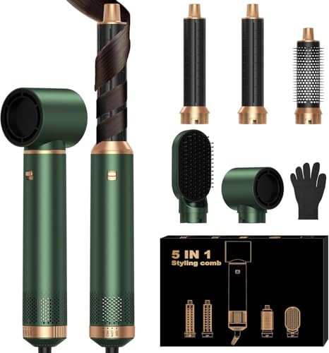 OKWRAP Airbrush 5 en 1, Air Styler 5 en 1, Hair Styler avec Seche Cheveux, Airbrush Cheveux, Brosse Coiffante Chauffante, Brosse Lissante, Seche Cheveux 5 en 1...