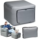 Pittman Inflatable Ottoman Foot Rest for Camping - Outdoor Pouf Ottoman is Waterproof for Camping & Patio - Removable Cover for Easy Cleaning - Inflatable Foot Stool Matches Our Popular Furniture Set
