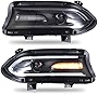 VLAND Headlight Assembly Fits for Dodge Charger 2015-2020(Not for Xenon Models), LED Headlamp Projectors with Dual Beam Lens, Plug-and-play