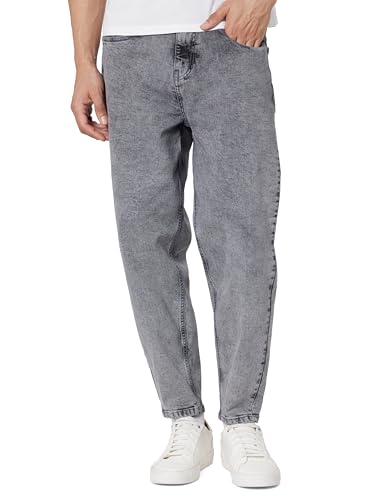 Image of Styli Men Solid Balloon Fit Jeans | Stretchable & Comfort, Mid-Rise Casual Denim Pants for Everyday Wear |Machine Washable