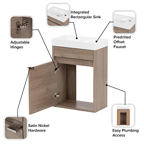 Spring Mill Cabinets Kambree Bathroom Vanity With Sink, 15.75 In. W X 8.66 In. D X 22.13 In. H, Forest Elm #TOP5