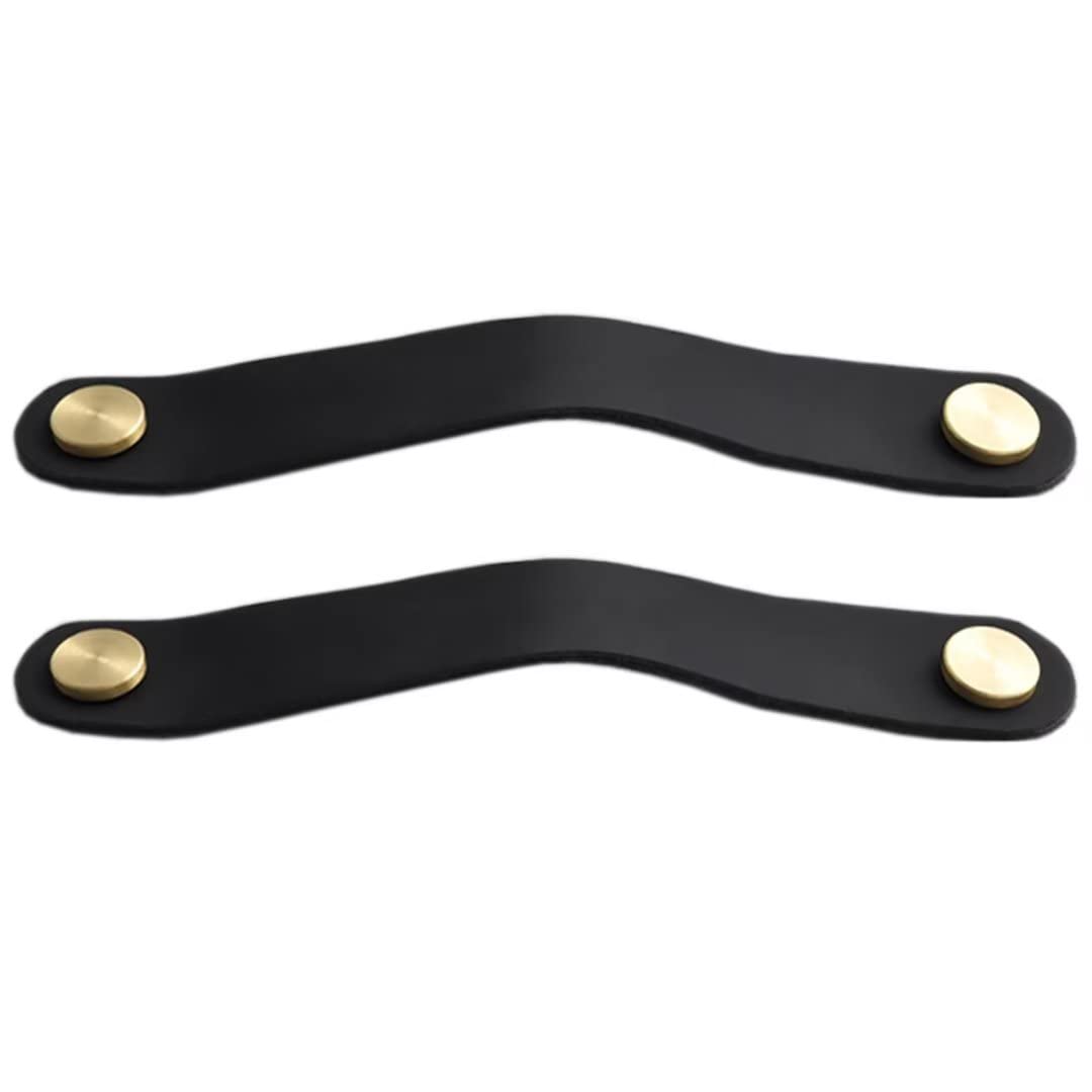 Lqzaxsrdr Black Leather Handles, Leather Furniture Handles 2 Packs Multicolor Multiple Sizes(,Hole Distance 128Mm)