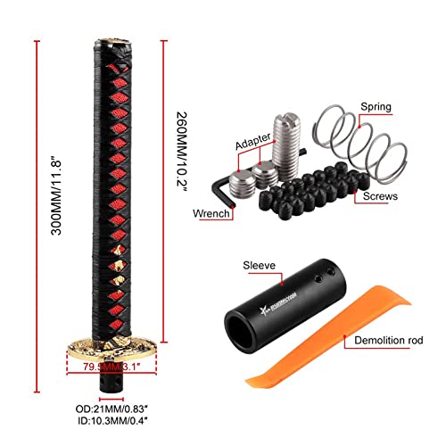 Ryanstar Samurai Sword Automatic Shift Knob Universal Compatible With Lock/Button Automatic Transmission Cool Katana Gear Shifter Metal Weighted Red+Black #TOP4