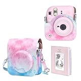 WOGOZAN Protective Case for Fujifilm Instax Mini 12 Instant Camera - With Light-sensitive Holes, Lower Right Lens Fit, Specially Designed for Mini 12 Camera (Blue Pink Watercolor)