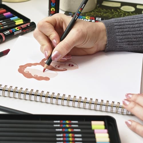 Image of POSCA Colored Pencils, Soft Core, 24 Count, Ultra-Smooth, Rich Pigment, Vibrant Colors for Blending, Shading & Layering, Adult Coloring & Drawing