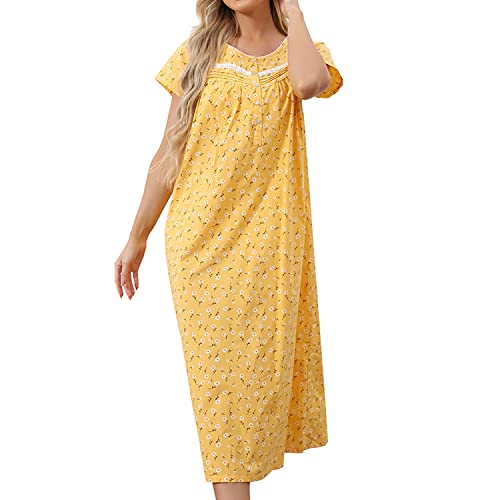 Fmirreo Cotton Nightgown For Women Short Sleeve Loungewear Casual Sleepwear Lightweight Nightdress Comfy Soft Sleepdress #TOP2