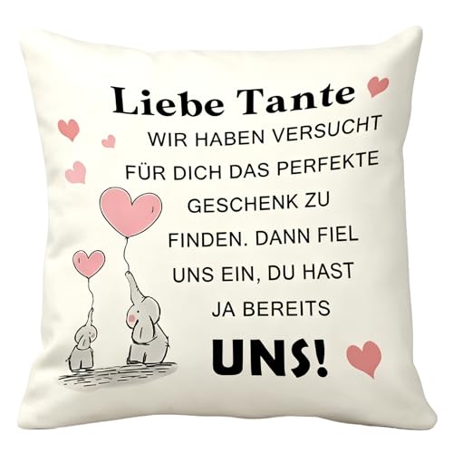 Nsetriu Muttertagsgeschenk für Tante 45x45 Kissenbezug Geschenk für Tante von der Nichte Geschenk Muttertag Damen Frauengeschenk Geburtstagsgeschenk Ideen Geburtstag