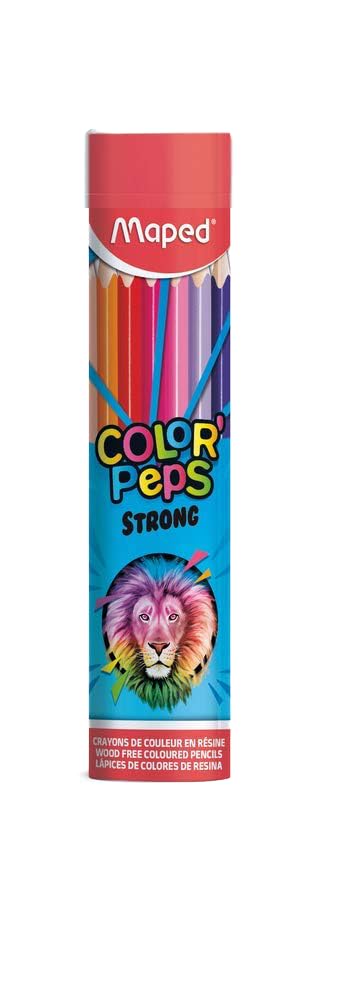 Maped Color'Peps Strong: 36 Matite Colorate In Tubo Metallico, Mine Extrarobuste 3,2 Mm, Forma Ergonomica Triangolare, Colori Vivaci, Perfette Per Scuola E Creatività - 4