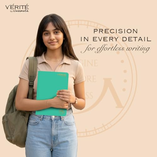 Image of Lay Flat Binding Longbook - Verite by Classmate Ideal for School Students, Persian Green Color, A4 Size, Unruled, Thick Premium 140 Pages with Low Ink Bleed for Smooth Writing Experience