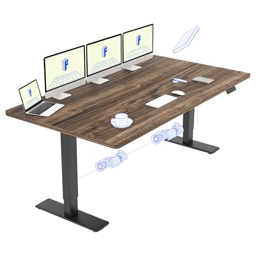 FLEXISPOT Scrivania Sollevabile Elettrica Regolabile in Altezza 180x80 cm Con 2 Motori Potenti, Tavolo Stabile Con Funzione di Memoria (Nero+Marrone)