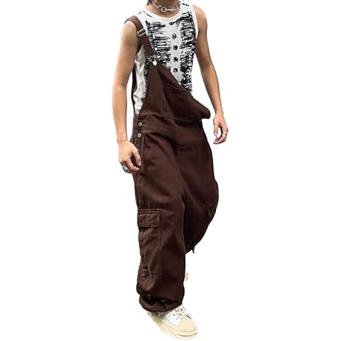 DFGIGT Mens Baggy Cargo Bib Overalls Cover
