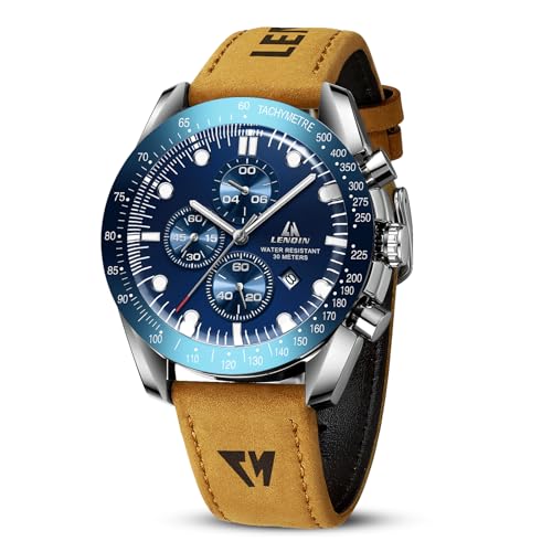 LN LENQIN Reloj Hombre Relojes Cuarzo Analógicos para Hombres Relojes Pulsera para Hombres Resistentes Al Agua hasta 30m Relojes Negocios Moda con Visualización De Fecha Reloj De Cuer