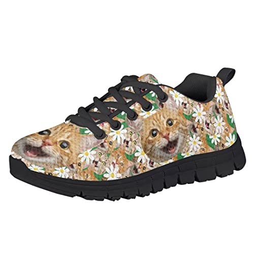 Pinupub Cat Daisy Print Running Shoes for Boys Soft Breathable Cute Fashion Casual Lightweight Sports Sneakers