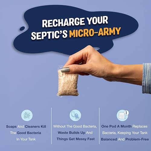 Odor Eliminating Septic Tank Treatment Pods with 2X Strength - 12 Month Supply of Septic & Sewage Cleaner - Helps Prevent Backups & Repairs - by Septic Snackers