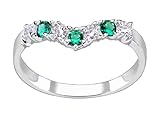 Old English Jewellers Sterling Silver Emerald Wishbone Eternity Ring - size J to V (O)