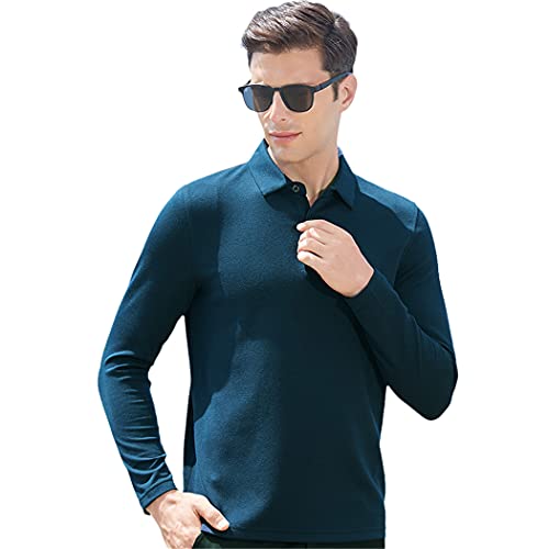 Polo hommes casual cachemire col revers manches longues vert L