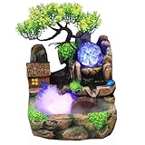 置物、デスクトップの装飾、幸運、富の増加、ビジネスの繁栄、LEDライト付きデスクトップ噴水、ミニ滝 アイデア、家の装飾（霧バージョン） (ロックガーデンと水の幸運の木) [並行輸入品]
